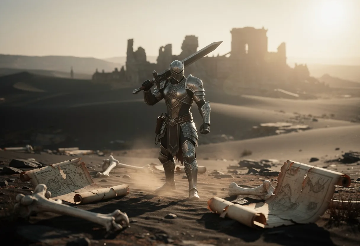 Black Desert warrior stands alone in vast, arid desert landscape, best class for playstyle.